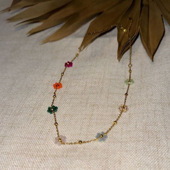 Boho flower necklace M547 - Picture 3 of 4
